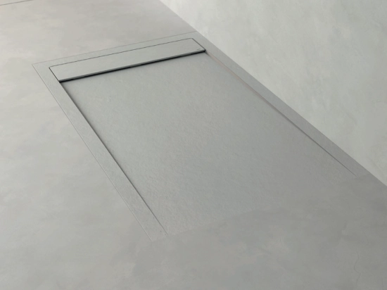Receveur de douche caniveau, LIVRAISON RAPIDE EN 7-8 JOURS -  Extra plat, Largeur 100 à 200 cm x 70 à 90 cm, couleurs aux choix, Résine anti glissant PN24, finition ardoise